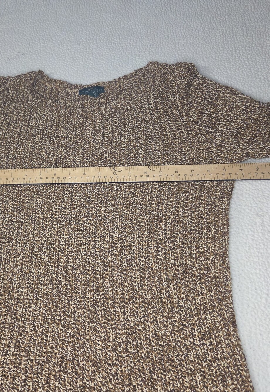 Lauren Ralph Lauren Cozy Marled Brown Crewneck Sweater - Women Size XL - Picture 6 of 8